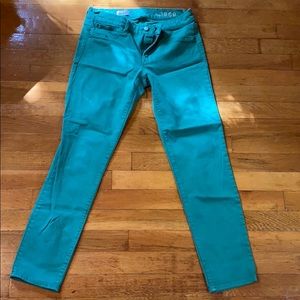 Green, ankle jeans